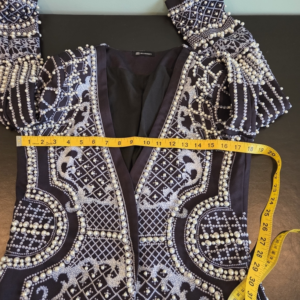 Bella Barnett Black Embellished Beaded Open Front Jacket Size S - Picture 16 of 16